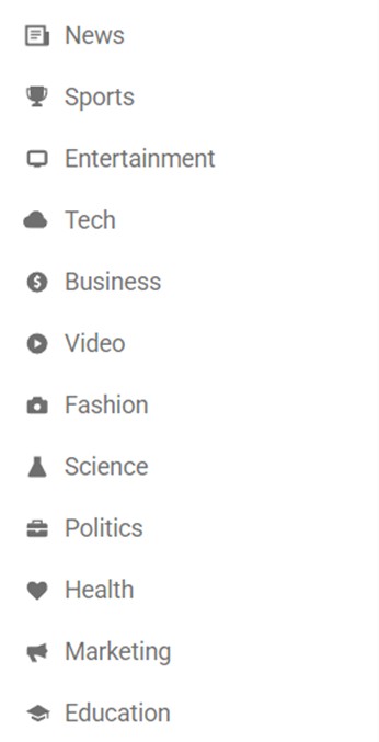 Buzzsumo categories
