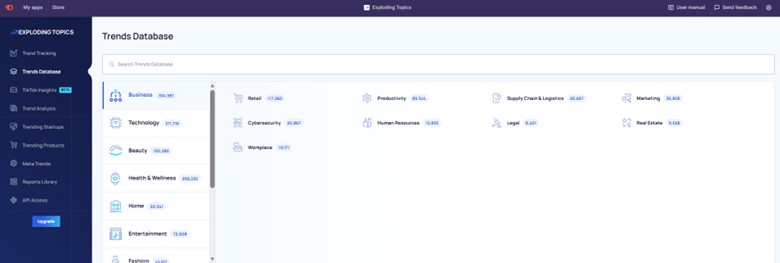 Exploding Topics Trends Database