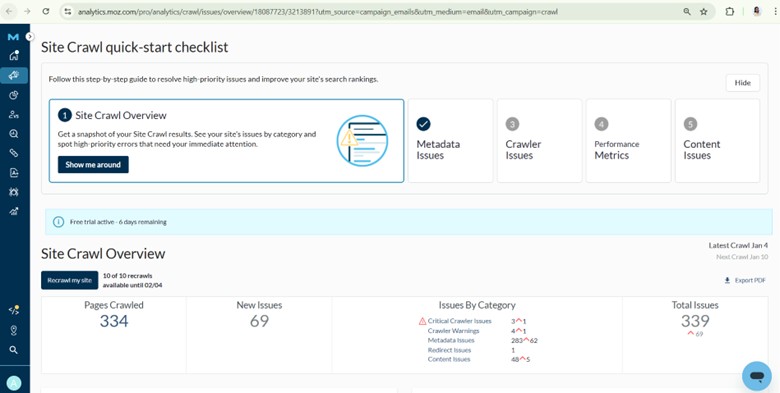 Moz Site Crawl