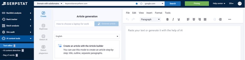 Serpstat AI Writer