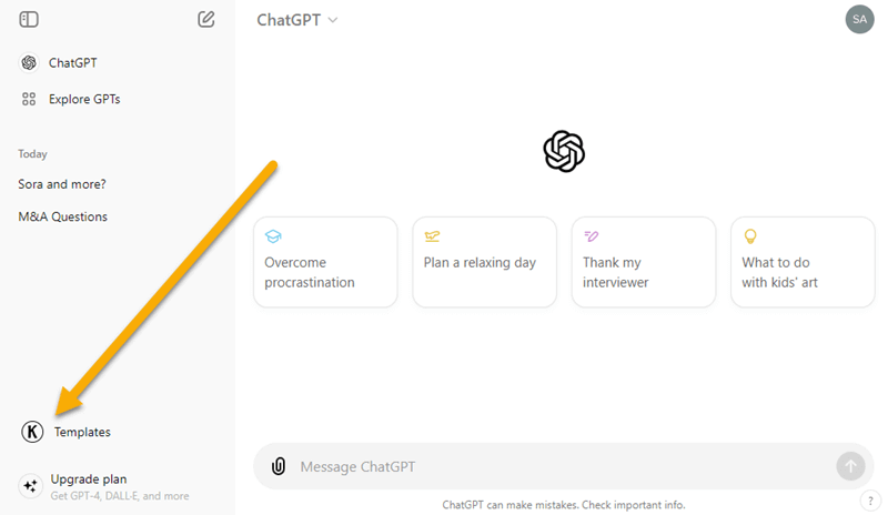 Keywords Everywhere prompt templates inside ChatGPT
