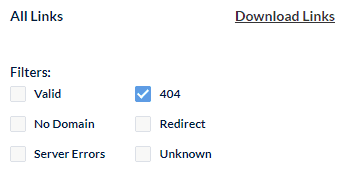 Check only 404 links