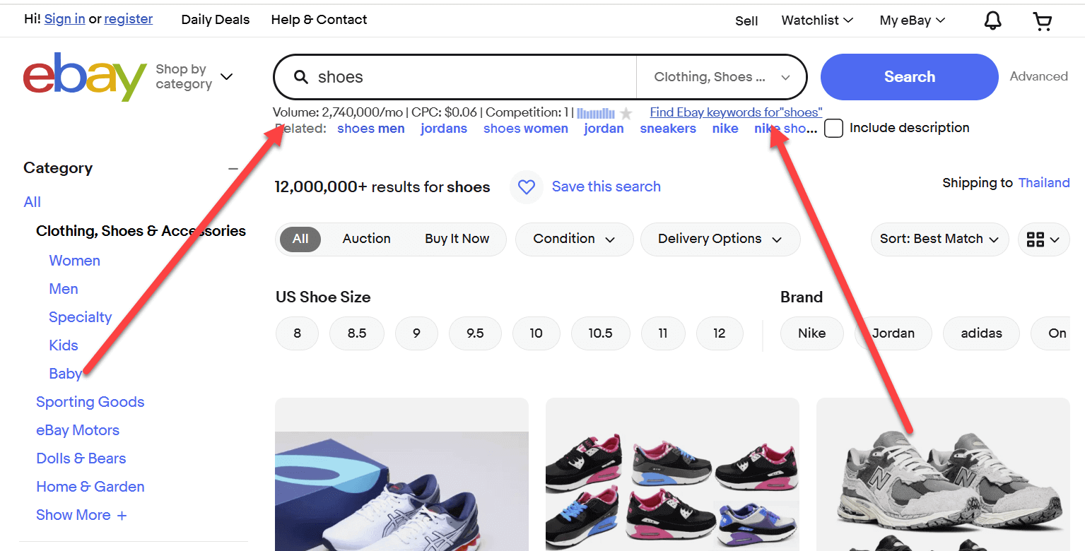 See Search Volume on eBay