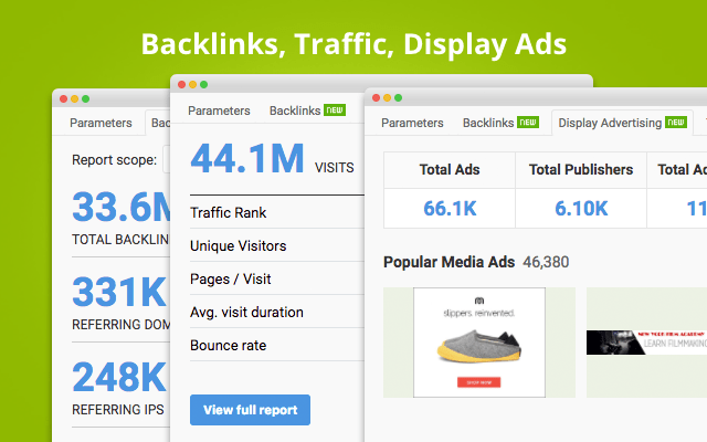 SEOquake backlink and traffic parameters 