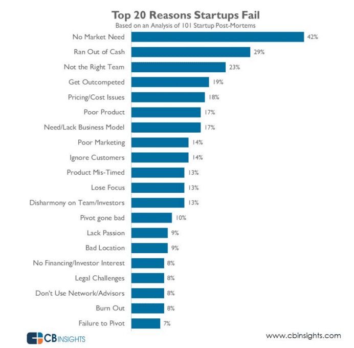 Top reasons why startups fail