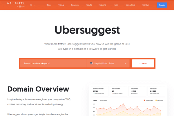 Ubersuggest Website